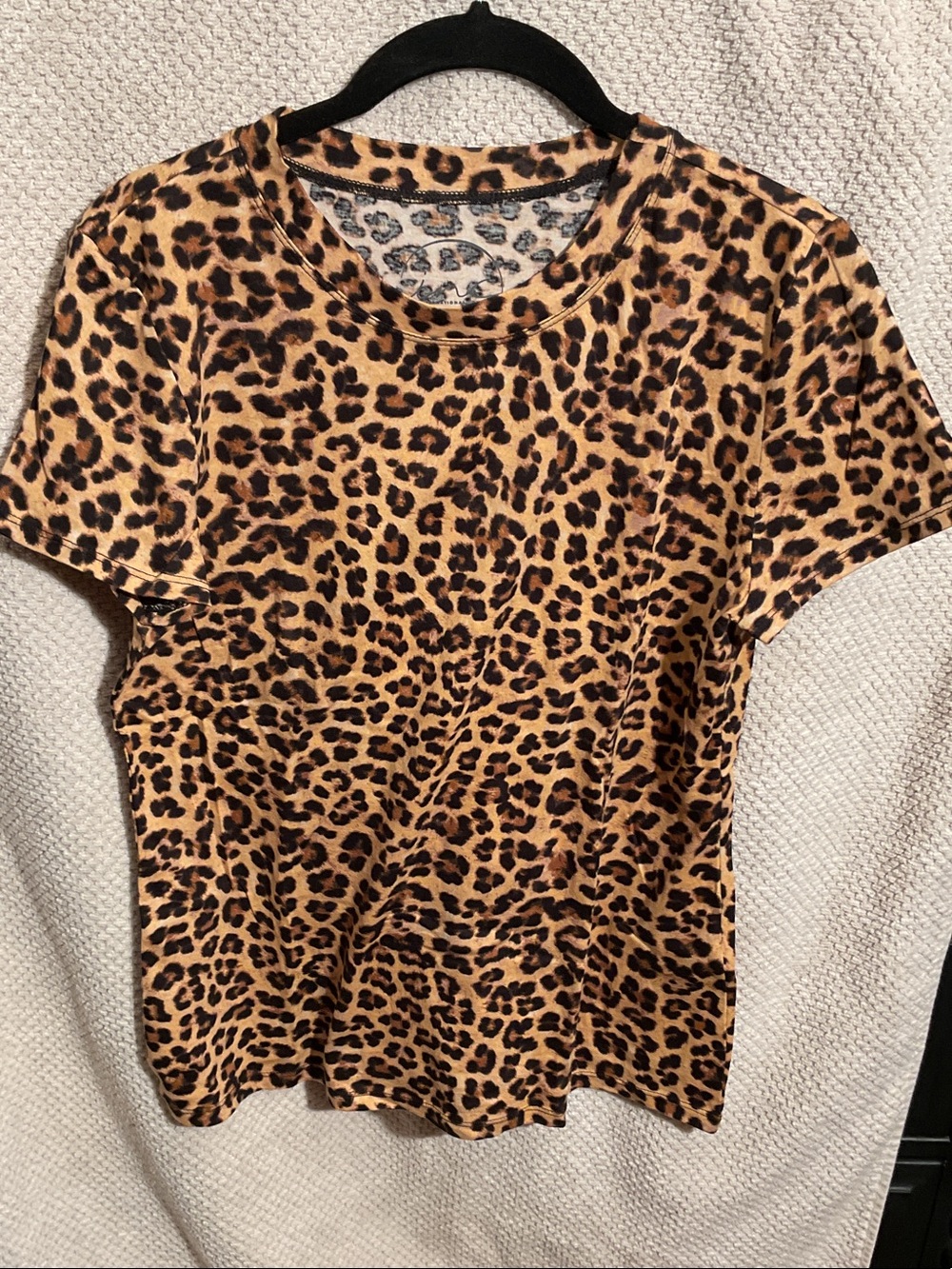 INC International Concepts Leopard Print Short Sleeve Top - Brown/Black